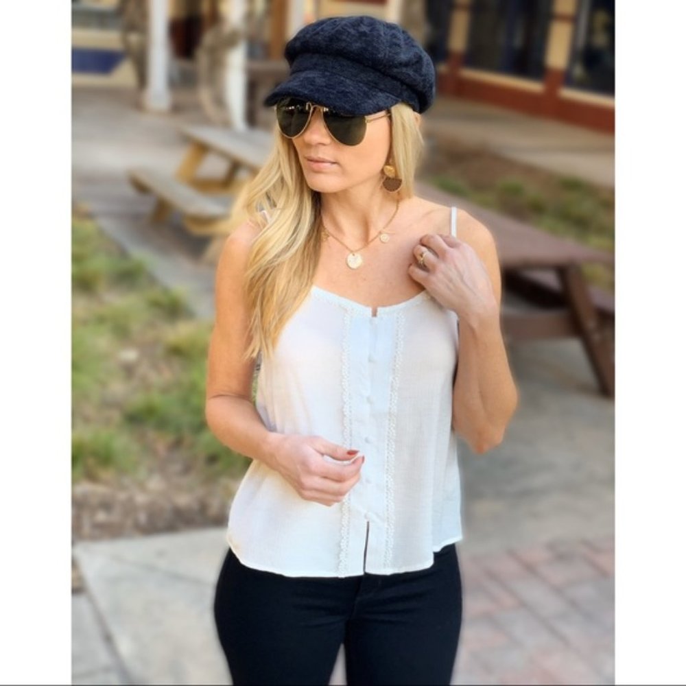 SIMPLE BUT SWEET BUTTON DOWN CAMI-IVORY - Picture 5 of 5